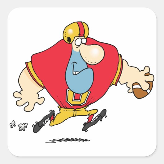 Cartoon Football Player Quadratischer Aufkleber (Vorderseite)