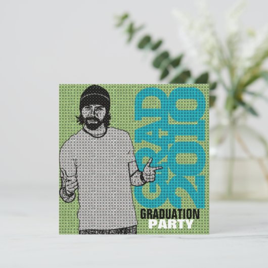 Cartoon Foto Beilage 6 Einladung zur Graduierung (Stehend Vorderseite)