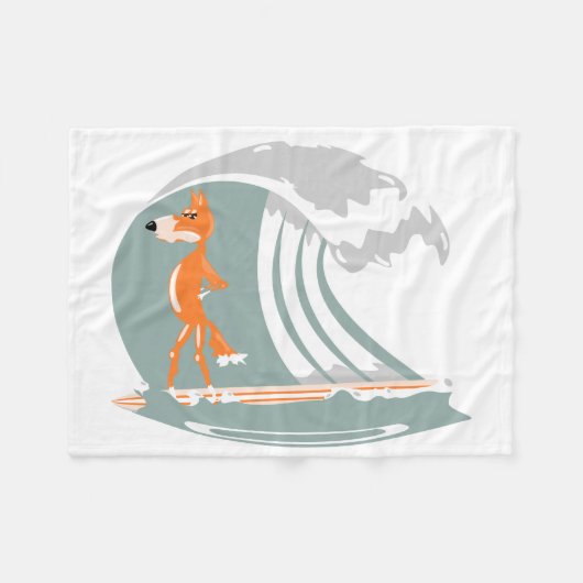 Cartoon Fox auf einem Surfbrett Fleecedecke (Vorderseite (Horizontal))