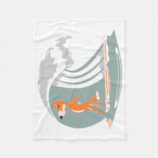 Cartoon Fox auf einem Surfbrett Fleecedecke (Vorderseite)