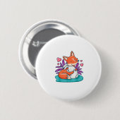 Cartoon Fox Bunny Rabbit Hug Freunde Liebe Ostern  Button (Vorne & Hinten)