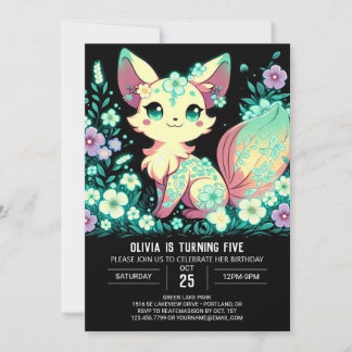 Cartoon Fox Digital Geburtstag Einladung