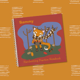Cartoon Fox Kid Handwriting Practice Notebook Notizblock