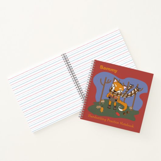Cartoon Fox Kid Handwriting Practice Notebook Notizblock (Innenseite)