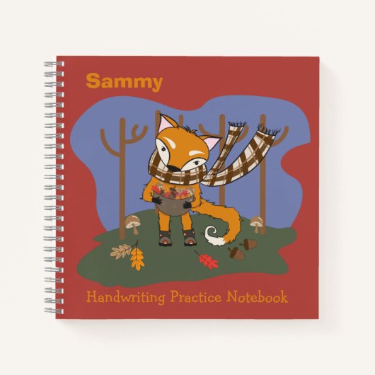 Cartoon Fox Kid Handwriting Practice Notebook Notizblock (Vorderseite)
