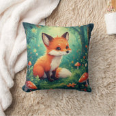 Cartoon Fox mit Pilzen Kissen (Decke)