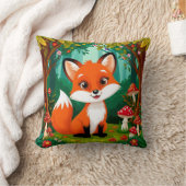 Cartoon Fox mit Pilzen Kissen (Decke)