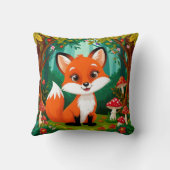 Cartoon Fox mit Pilzen Kissen (Rückseite)