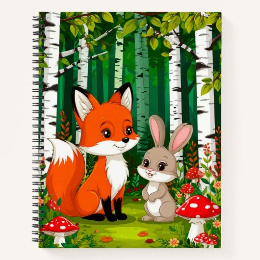 Cartoon Fox mit Pilzen Notizblock (Vorderseite)