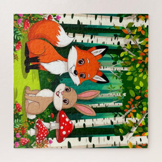 Cartoon Fox mit Pilzen Puzzle (Horizontal)