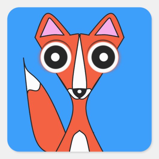Cartoon Fox Quadratischer Aufkleber (Vorderseite)