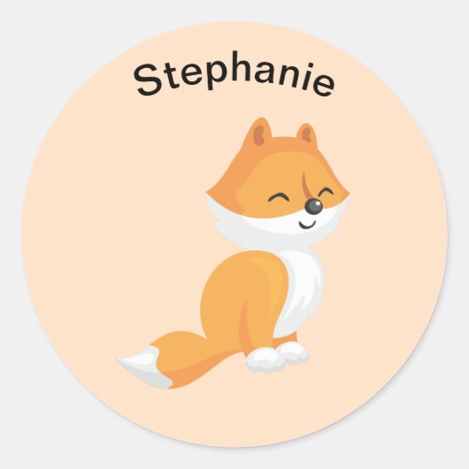 Cartoon Fox Runder Aufkleber (Vorderseite)