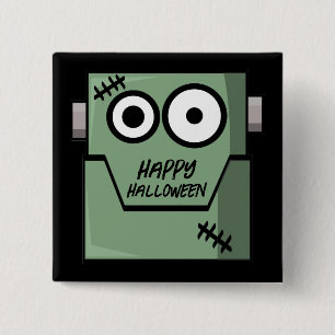 Cartoon Frankensteins Monster Halloween Button
