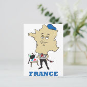 Cartoon Frankreich Postkarte (Stehend Vorderseite)