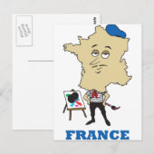 Cartoon Frankreich Postkarte (Vorne/Hinten)