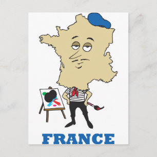 Cartoon Frankreich Postkarte