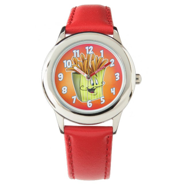 Cartoon französische Frittenuhr Armbanduhr (Vorderseite)