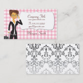 Cartoon-Frau auf kundengerechter rosa Visitenkarte (Vorne/Hinten)