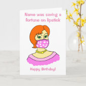 Cartoon Frauengesichtsmaske Lipstick Rot Geburtsta Karte (Gelbe Blume)