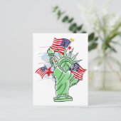 Cartoon-Freiheitsstatue Postkarte (Stehend Vorderseite)