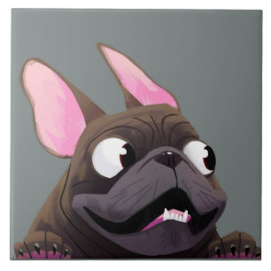 Cartoon French Bulldog Fliese