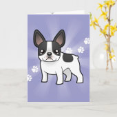 Cartoon French Bulldog Karte (Gelbe Blume)