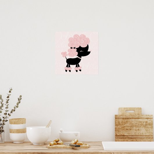 Cartoon French Poodle Children's Wall Art Poster (Küche)