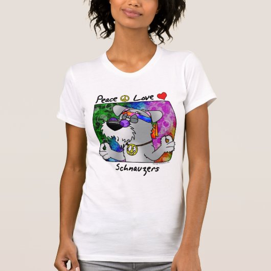 Cartoon-FriedensLiebeSchnauzer T-Shirt (Vorderseite)