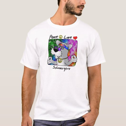Cartoon-FriedensLiebeSchnauzer T-Shirt (Vorderseite)