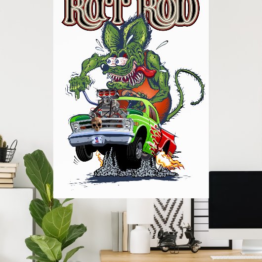 Cartoon frisierte Auto Poster (Heimbüro)