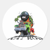 Cartoon frisierte Auto Runder Aufkleber (Vorderseite)