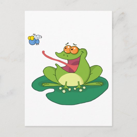 Cartoon Frog Fliegen Postkarte (Vorderseite)