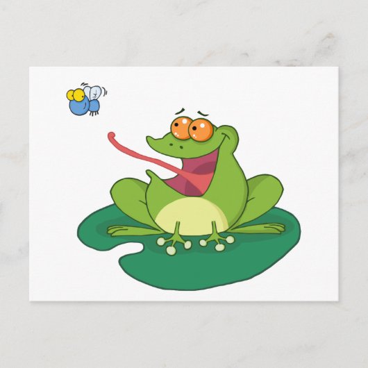 Cartoon Frog Fliegen Postkarte (Vorderseite)