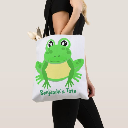 Cartoon Frog Green Niedlich Tasche (Von Nahem)