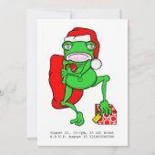 Cartoon Frog Weihnachten Party Einladung (Rückseite)