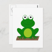 Cartoon Frosch auf einem Stein Postkarte (Vorne/Hinten)