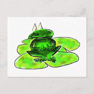 Cartoon Frosch auf einer Lilie Postkarte