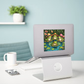 Cartoon Frosch Aufkleber (Laptop auf Schreibtisch)