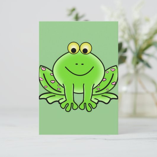 Cartoon Frosch     Dankeskarte (Stehend Vorderseite)