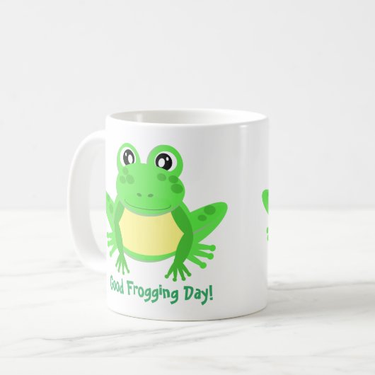 Cartoon Frosch Niedlich Green Kaffeetasse (Vorderseite Links)