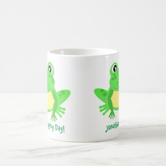 Cartoon Frosch Niedlich Green Kaffeetasse (Mittel)