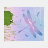 Cartoon Frosch pinkeln durch Grasdrachenfliegen Fleecedecke (Vorderseite (Horizontal))