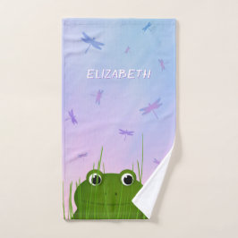 Cartoon Frosch pinkeln durch Grasdrachenfliegen Handtuch