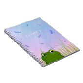 Cartoon Frosch pinkeln durch Grasdrachenfliegen Notizblock (Rechte Seite)