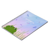 Cartoon Frosch pinkeln durch Grasdrachenfliegen Notizblock (Linke Seite)