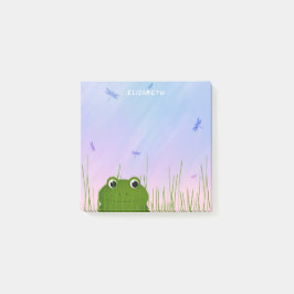 Cartoon-Frosch-Pinkeln durch Grasdrachenfliegen Post-it Klebezettel