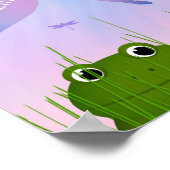 Cartoon Frosch pinkeln durch Grasdrachenfliegen Poster (Ecke)