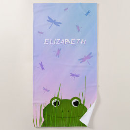 Cartoon Frosch pinkeln durch Grasdrachenfliegen Strandtuch