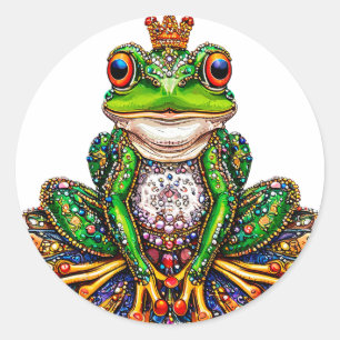 Cartoon Frosch Runder Aufkleber