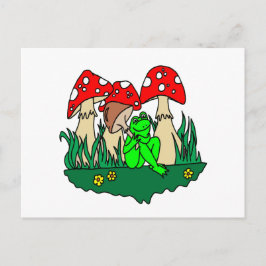 Cartoon Frosch und Pilze Postkarte